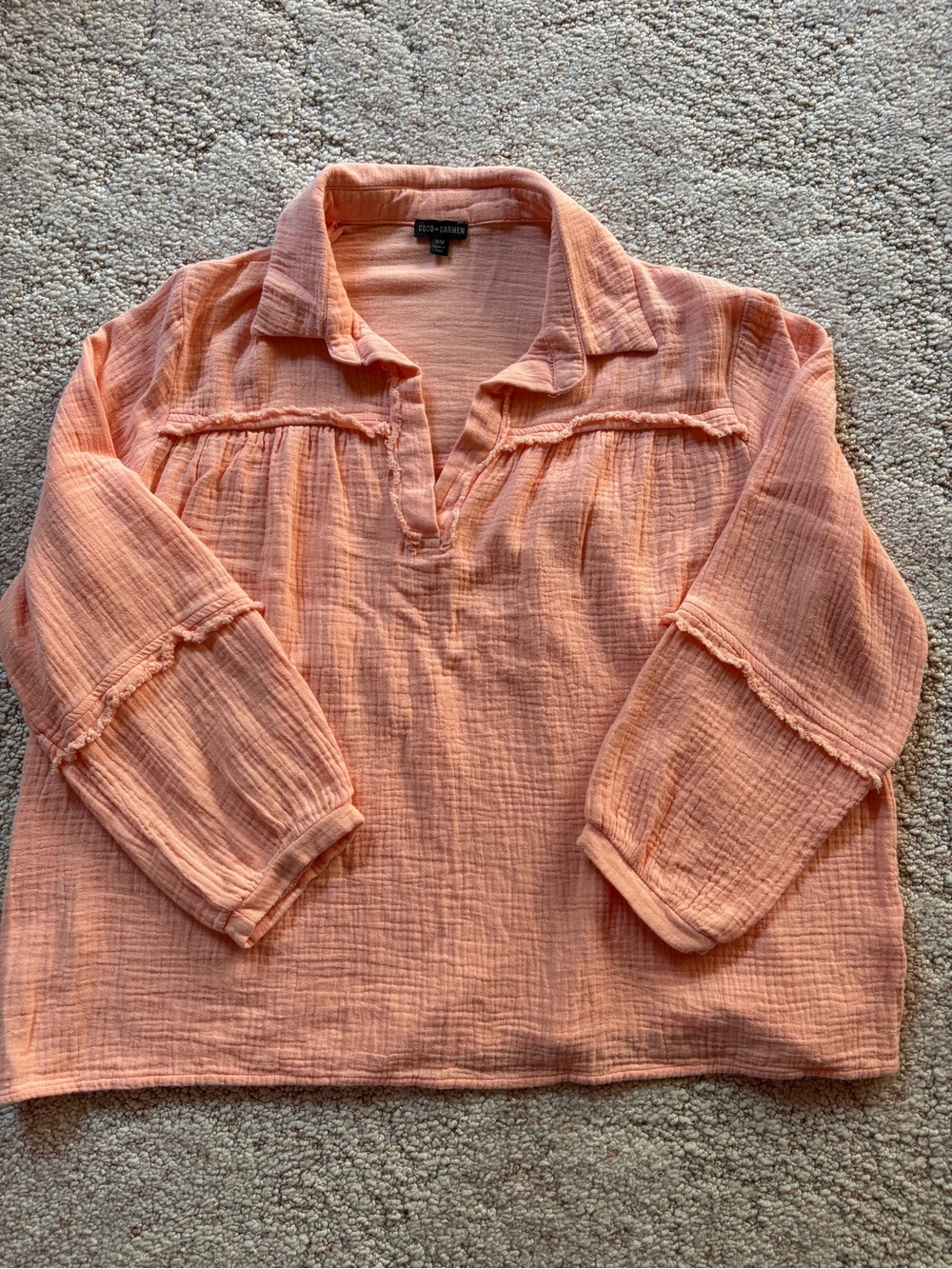 Coco + Carmen Peach Gauze Popover Blouse